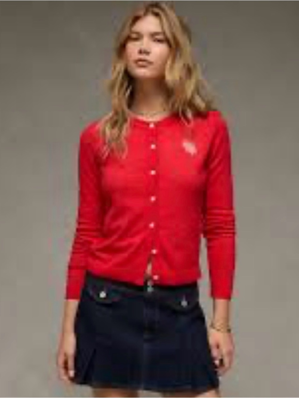 American Eagle x The Summer I Turned Pretty Red Cardigan with Flower Details - S